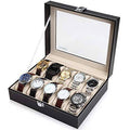 Glass Top 10 Watch Leather Box