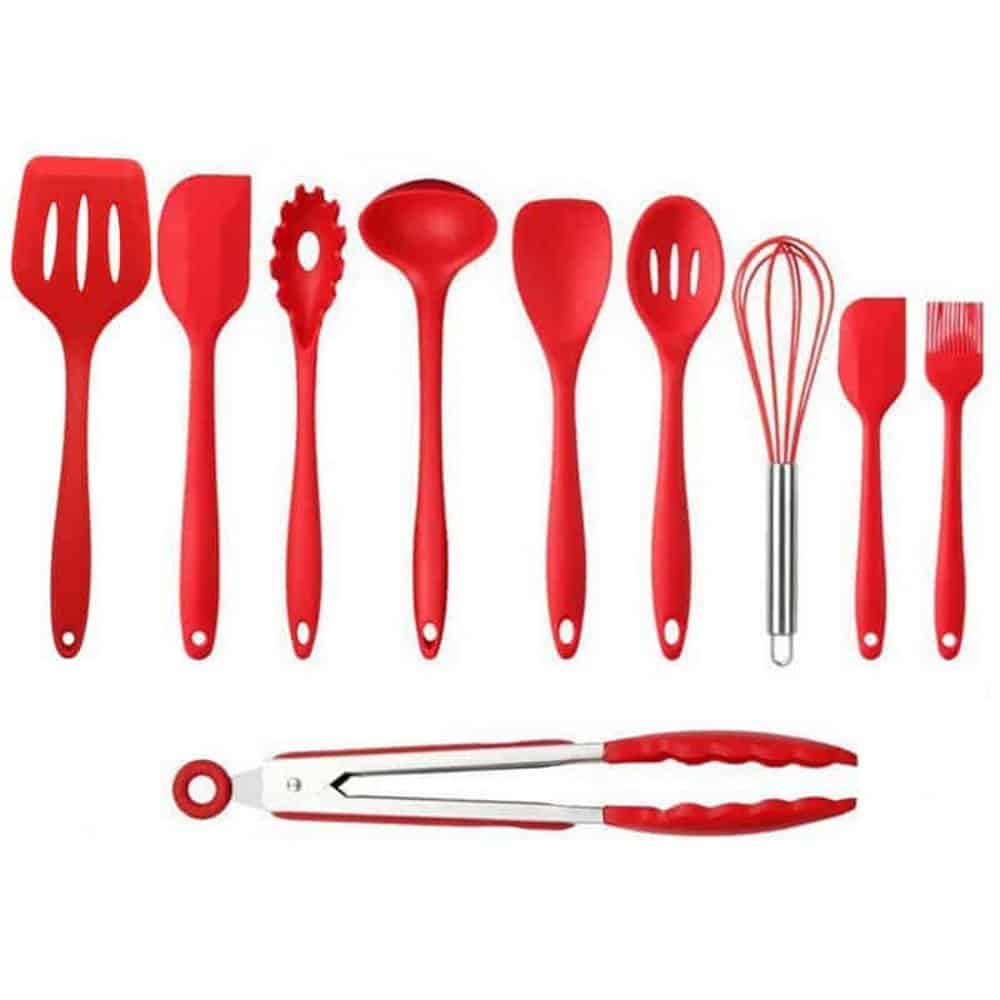 10-Pack Silicone Spatula Whisk Tong Spoon Kitchen Utensil Set