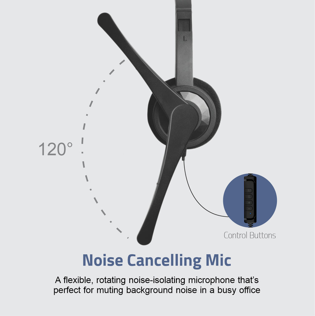 On-Ear Wired USB Headset with Rotating Mic for Chat & Gaming - HU640 - 1Pack
