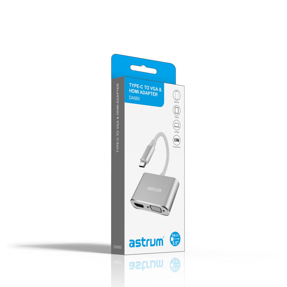 USB-C to VGA & HDMI Adapter | 4K HDMI + 1080P VGA -  DA660