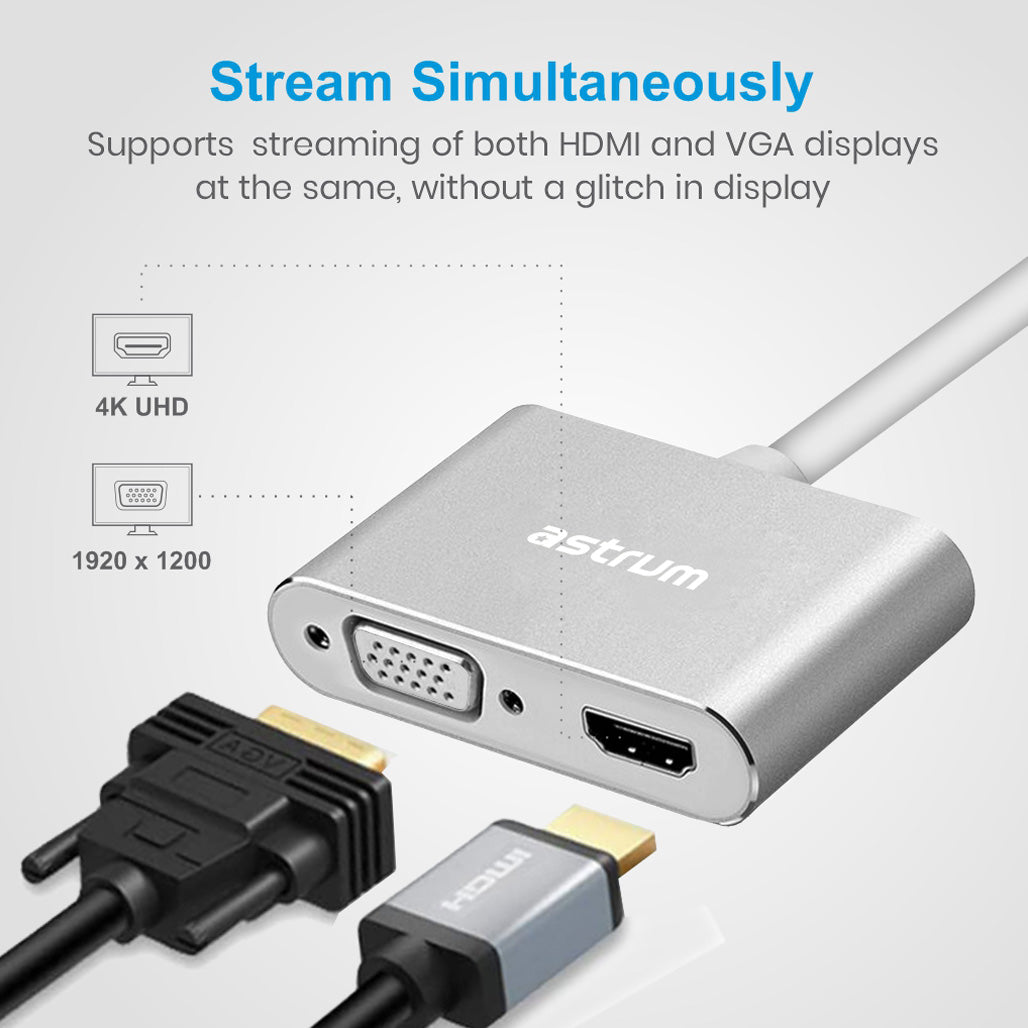 USB-C to VGA & HDMI Adapter | 4K HDMI + 1080P VGA -  DA660
