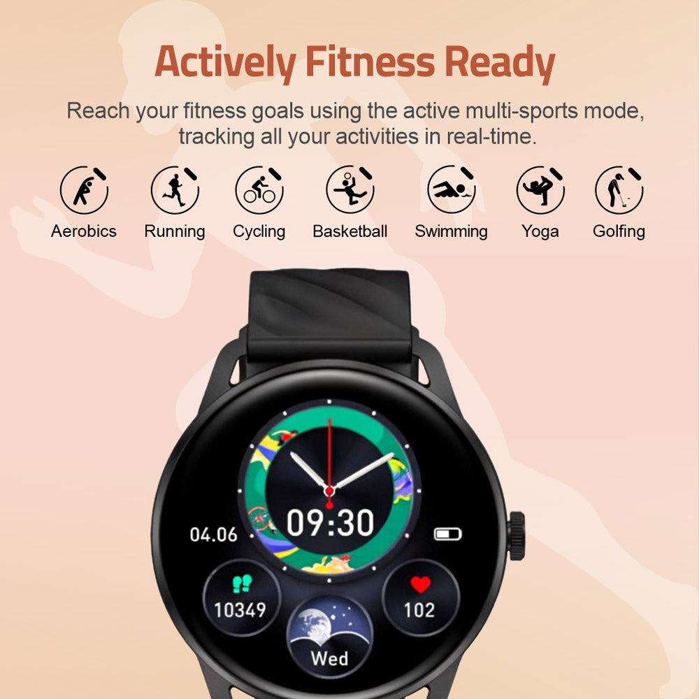 MT410 Smart Watch 1.39" HD IPX68 with BT Calls Sports HR BP BO - Silver