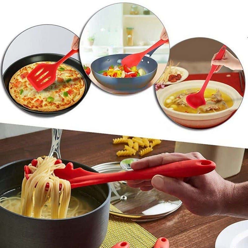 10-Pack Silicone Spatula Whisk Tong Spoon Kitchen Utensil Set