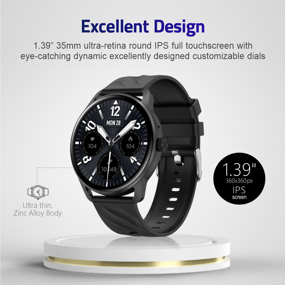 MT410 Smart Watch 1.39" HD IPX68 with BT Calls Sports HR BP BO - Silver