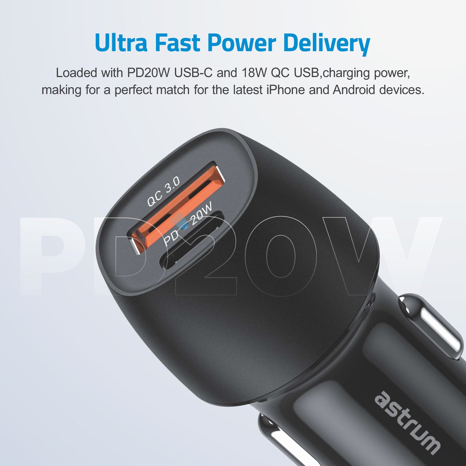 Pro Go PD20 20W USB-C PD 3A Dual USB Travel Car Charger