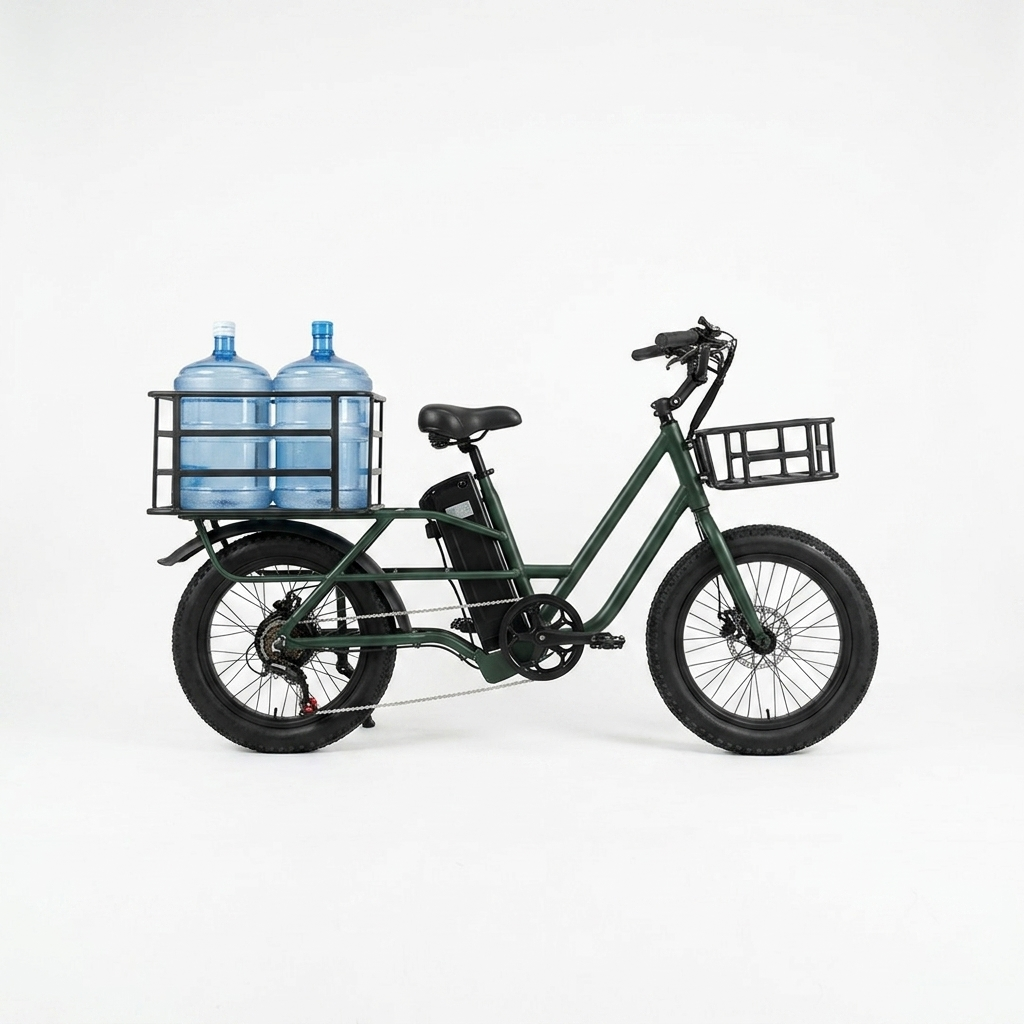 Electric Utility Bike with Front & Rear Carriers