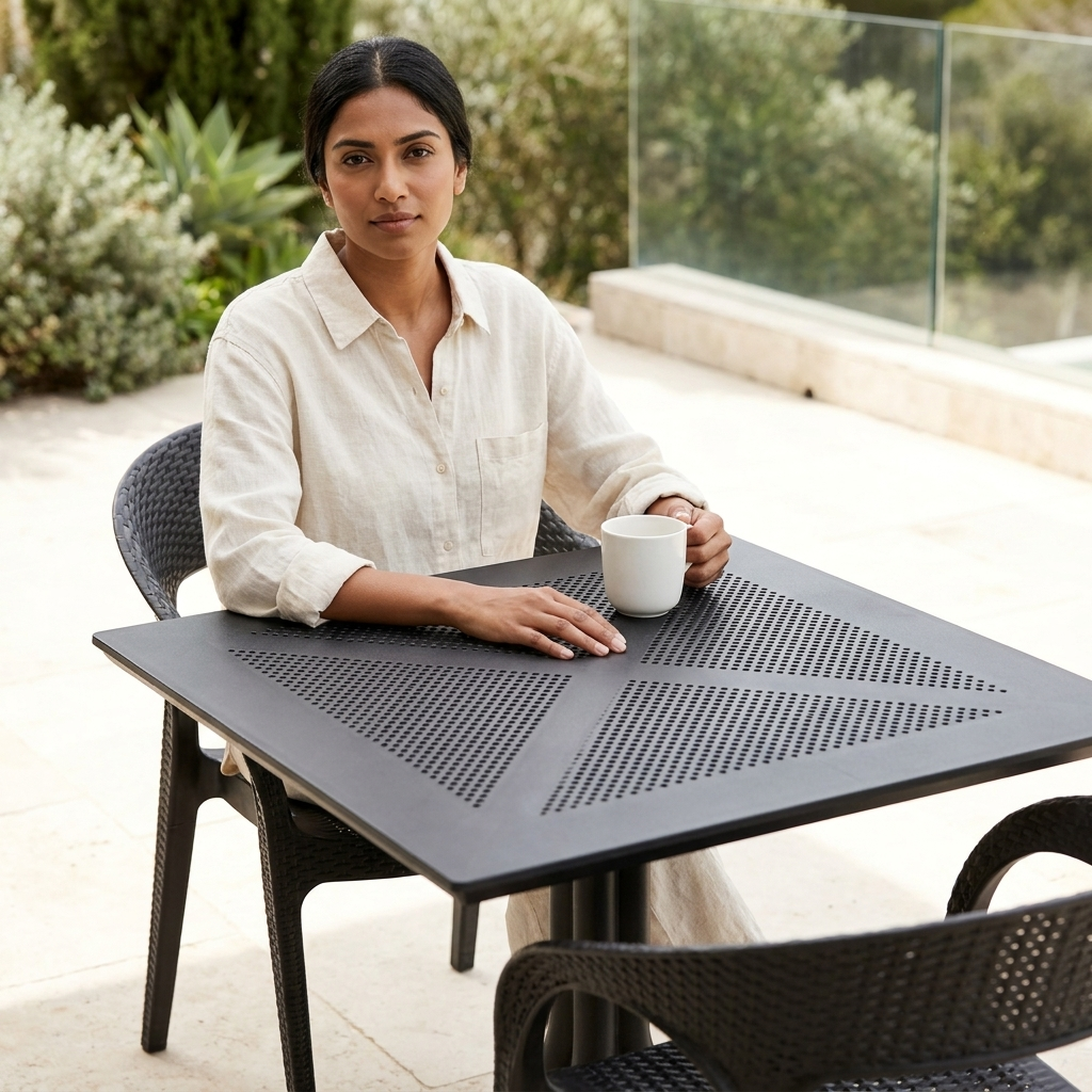 Perforated Table and Chair Set